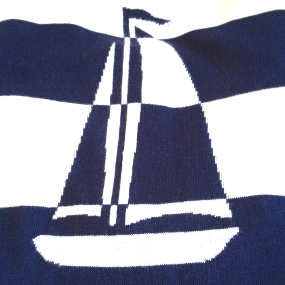 Cyrus Navy & White Stripe Sailing Yacht/ Boat Long Sleeve Nylon Blend Sweater M - Picture 7 of 13